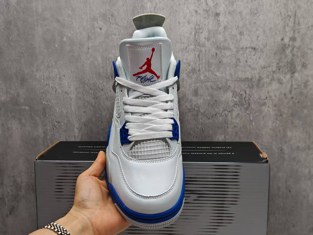AJ4 White & Blue Speckled Sneakers