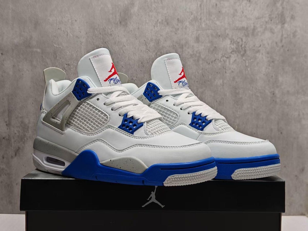 AJ4 White & Blue Speckled Sneakers