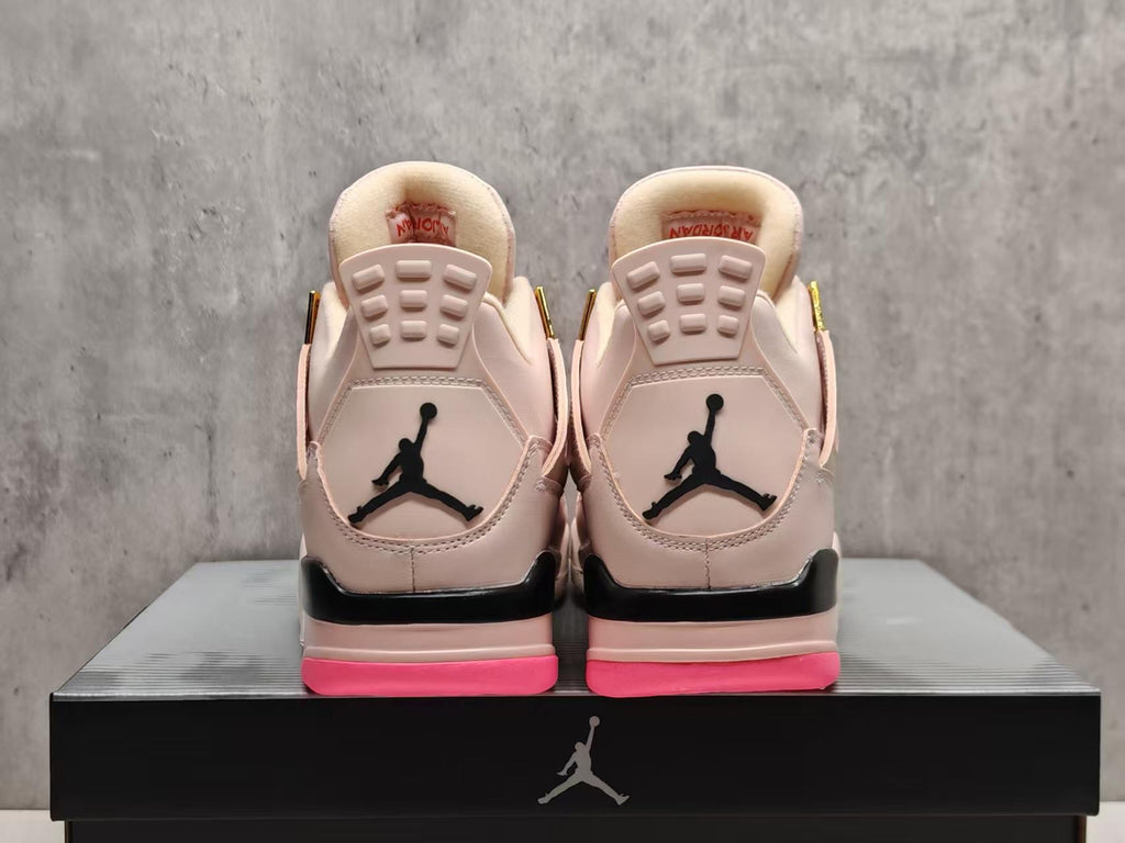 AJ4 Blush Pink & Gold-Accent Sneakers