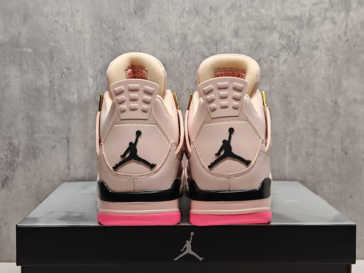 AJ4 Blush Pink & Gold-Accent Sneakers