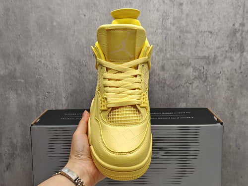 AJ4 Yellow Croc-Pattern Sneakers