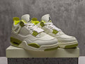 AJ4 White & Lime Green Speckled Sneakers