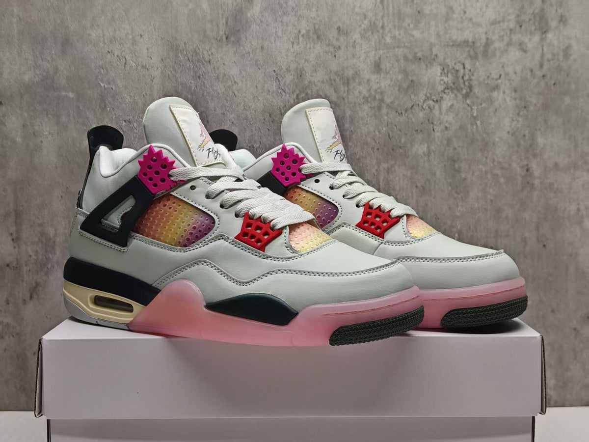 AJ4 White & Pink Gradient Sneakers