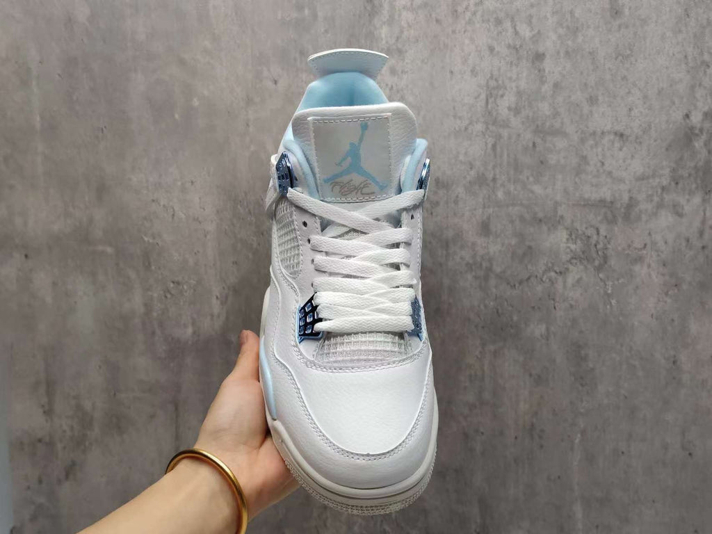 AJ4 White & Pale Blue Sneakers