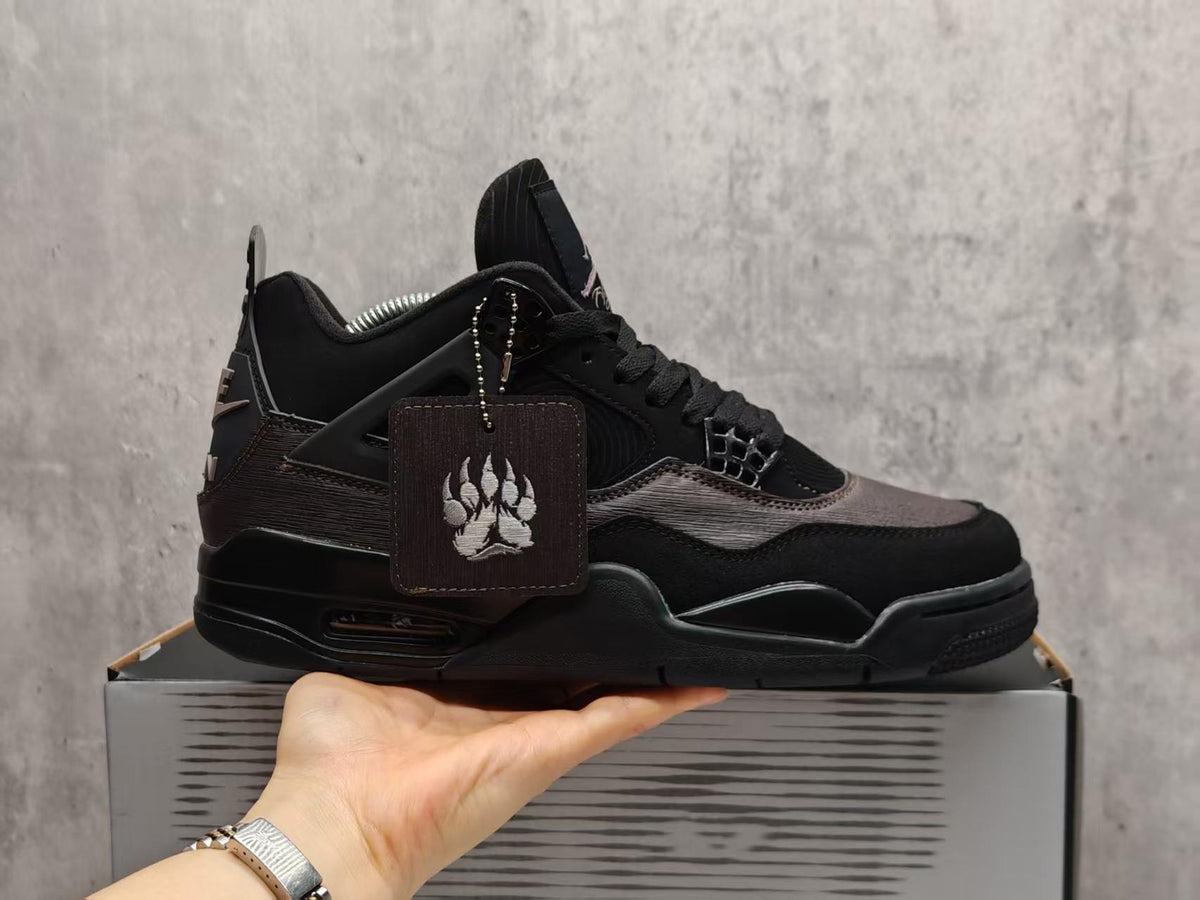 AJ4 Black & Dark Brown Sneakers