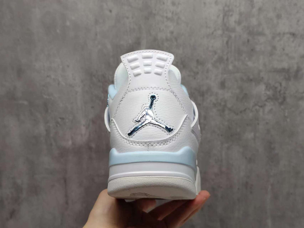AJ4 White & Pale Blue Sneakers