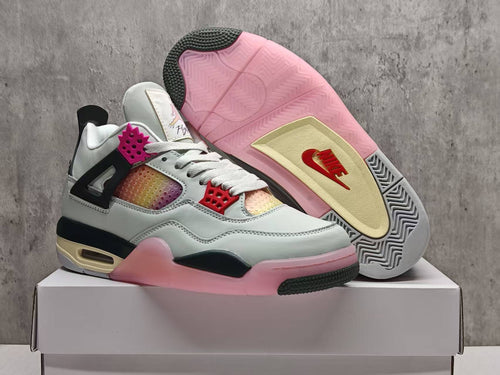 AJ4 White & Pink Gradient Sneakers