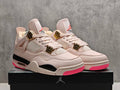 AJ4 Blush Pink & Gold-Accent Sneakers