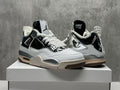 AJ4 White & Metallic Silver Sneakers