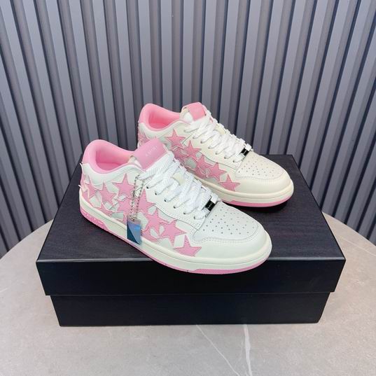 AMIRI White & Pink Star Low-Top Sneakers