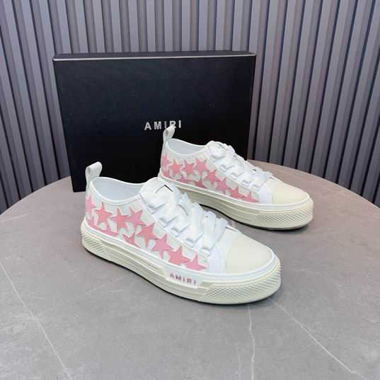 AMIRI White & Pink Star Low-Top Sneakers with Cream Sole