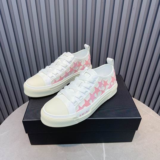 AMIRI White & Pink Star Low-Top Sneakers with Cream Sole
