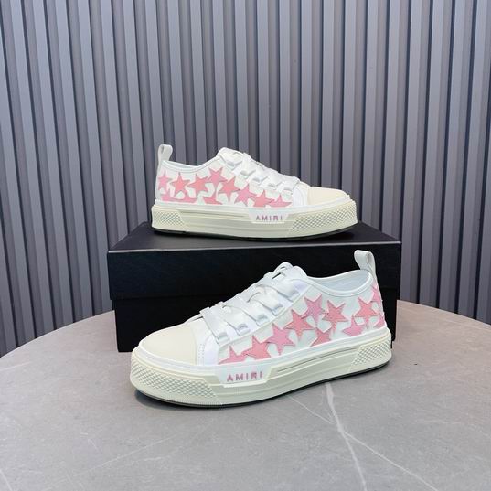 AMIRI White & Pink Star Low-Top Sneakers with Cream Sole
