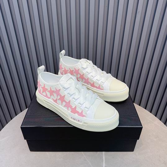 AMIRI White & Pink Star Low-Top Sneakers with Cream Sole