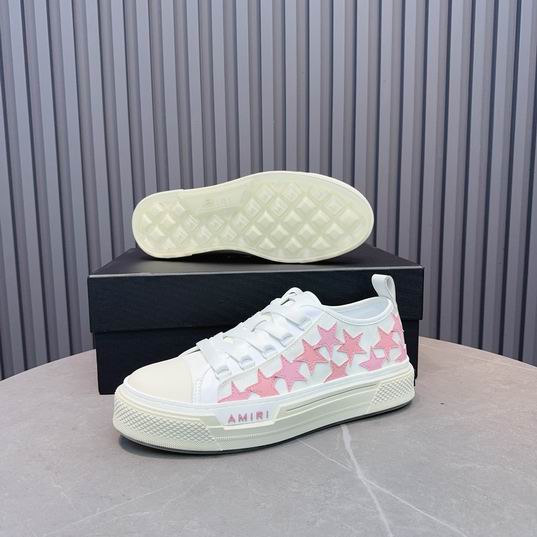 AMIRI White & Pink Star Low-Top Sneakers with Cream Sole