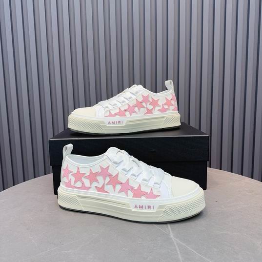 AMIRI White & Pink Star Low-Top Sneakers with Cream Sole