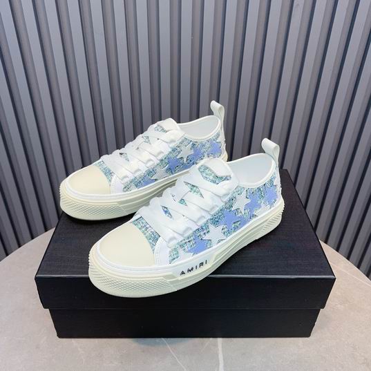 AMIRI Blue & White Star Low-Top Sneakers with Cream Sole