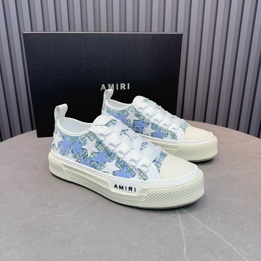 AMIRI Blue & White Star Low-Top Sneakers with Cream Sole
