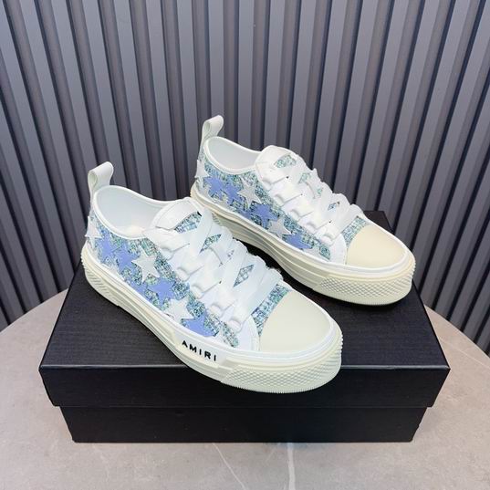 AMIRI Blue & White Star Low-Top Sneakers with Cream Sole
