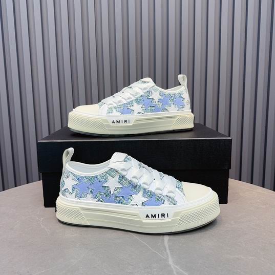 AMIRI Blue & White Star Low-Top Sneakers with Cream Sole
