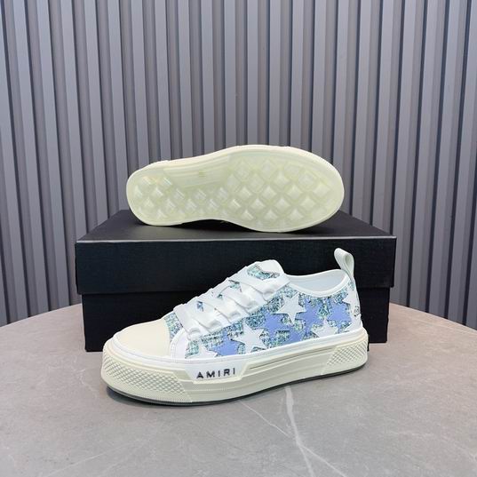 AMIRI Blue & White Star Low-Top Sneakers with Cream Sole