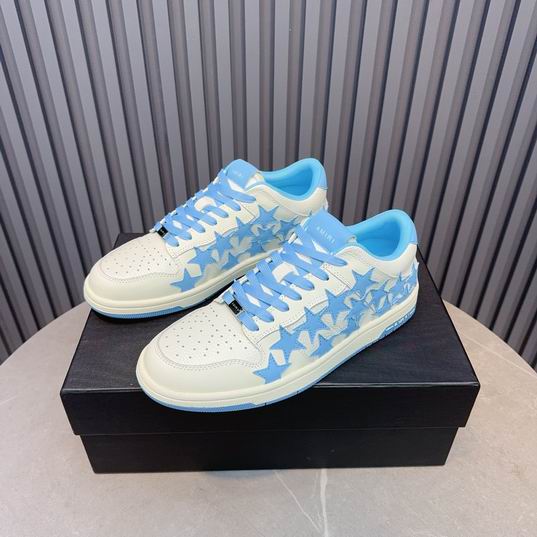 AMIRI White & Sky Blue Star Low-Top Sneakers