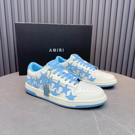 AMIRI White & Sky Blue Star Low-Top Sneakers