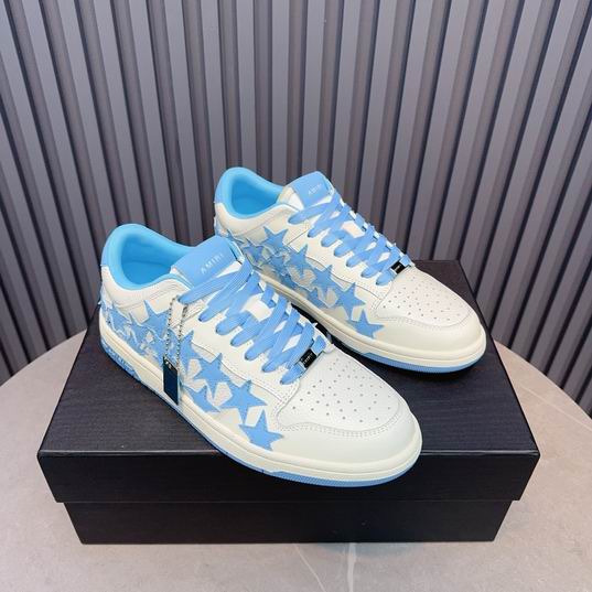 AMIRI White & Sky Blue Star Low-Top Sneakers