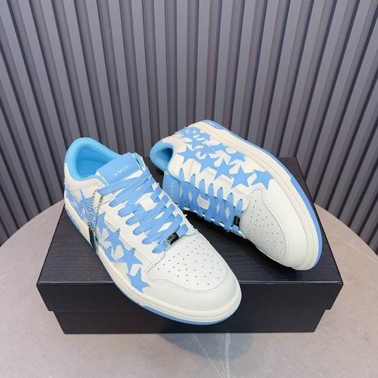 AMIRI White & Sky Blue Star Low-Top Sneakers