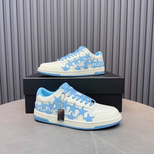 AMIRI White & Sky Blue Star Low-Top Sneakers