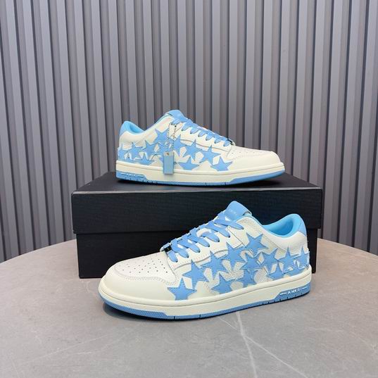 AMIRI White & Sky Blue Star Low-Top Sneakers