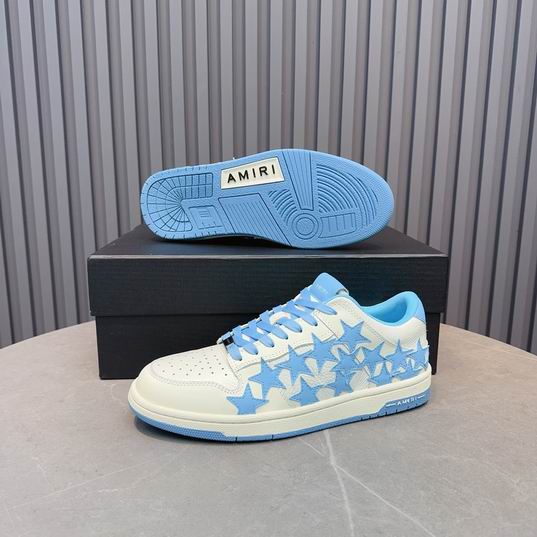 AMIRI White & Sky Blue Star Low-Top Sneakers