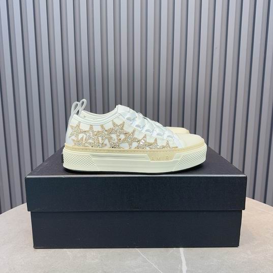 AMIRI White & Gold Star Low-Top Sneakers with Cream Sole