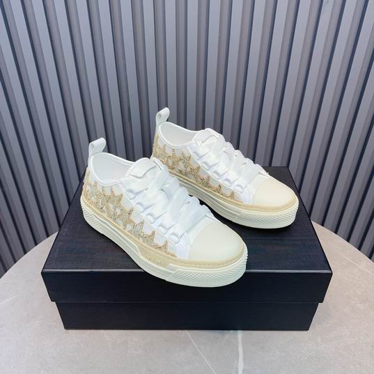 AMIRI White & Gold Star Low-Top Sneakers with Cream Sole