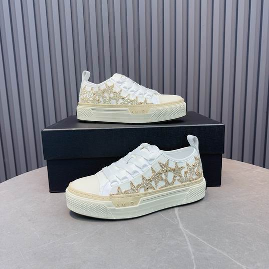 AMIRI White & Gold Star Low-Top Sneakers with Cream Sole