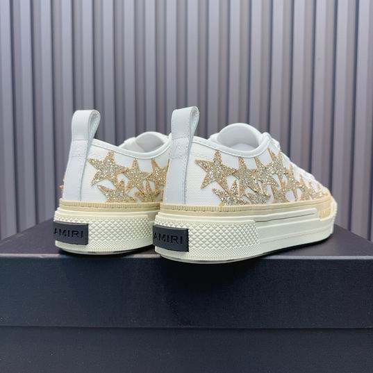 AMIRI White & Gold Star Low-Top Sneakers with Cream Sole
