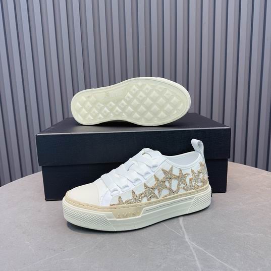 AMIRI White & Gold Star Low-Top Sneakers with Cream Sole
