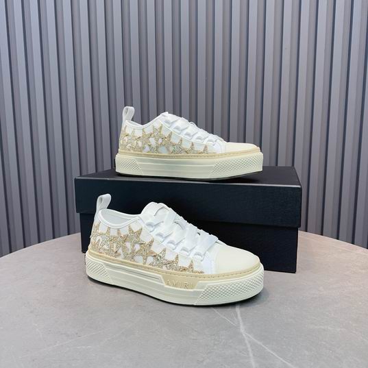 AMIRI White & Gold Star Low-Top Sneakers with Cream Sole