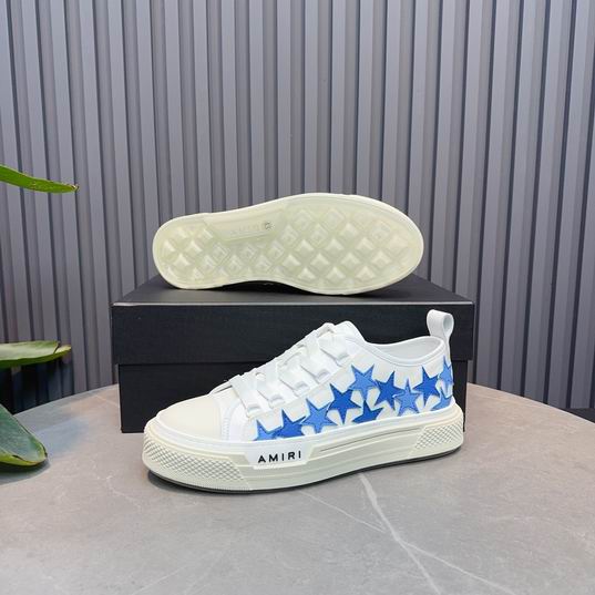 AMIRI White & Blue Star Low-Top Sneakers with Cream Sole