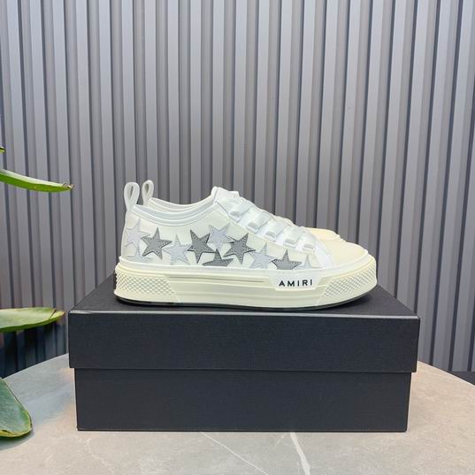 AMIRI White & Silver Star Low-Top Sneakers with Cream Sole