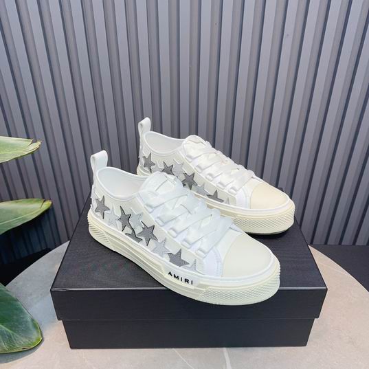 AMIRI White & Silver Star Low-Top Sneakers with Cream Sole