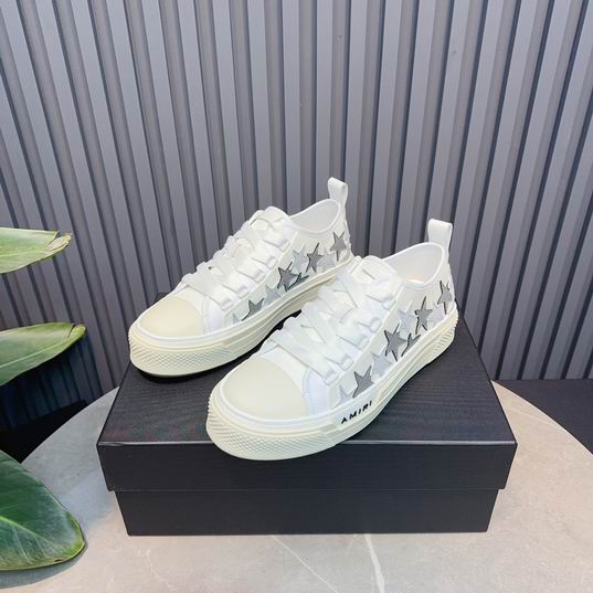 AMIRI White & Silver Star Low-Top Sneakers with Cream Sole