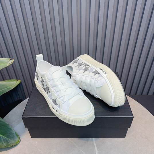 AMIRI White & Silver Star Low-Top Sneakers with Cream Sole