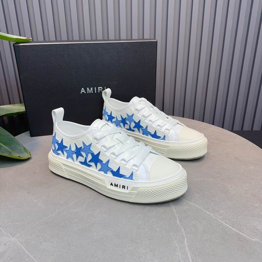 AMIRI White & Blue Star Low-Top Sneakers with Cream Sole