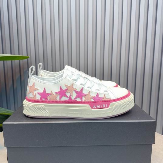AMIRI White & Pink Star Low-Top Sneakers with Cream Sole