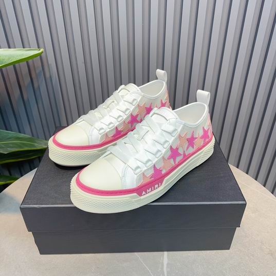 AMIRI White & Pink Star Low-Top Sneakers with Cream Sole