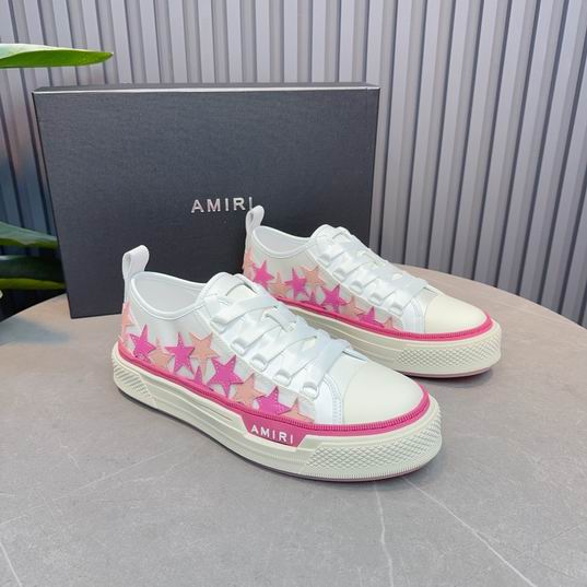 AMIRI White & Pink Star Low-Top Sneakers with Cream Sole