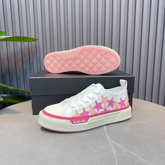 AMIRI White & Pink Star Low-Top Sneakers with Cream Sole