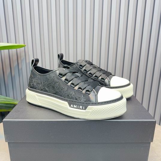 AMIRI Black Tonal Star Low-Top Sneakers with Cream Sole