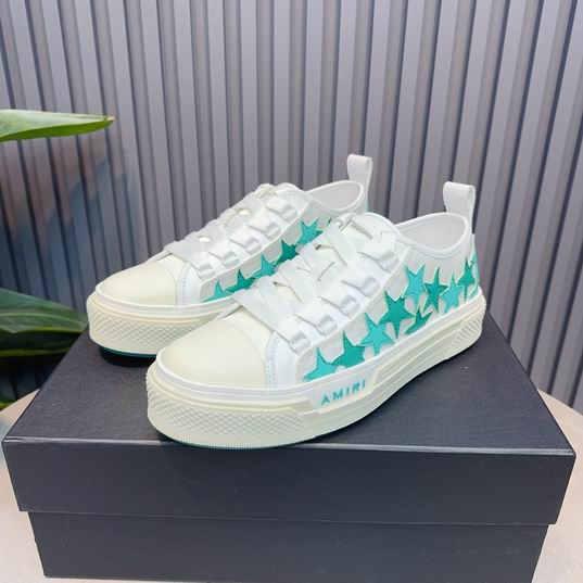 AMIRI White & Turquoise Star Low-Top Sneakers